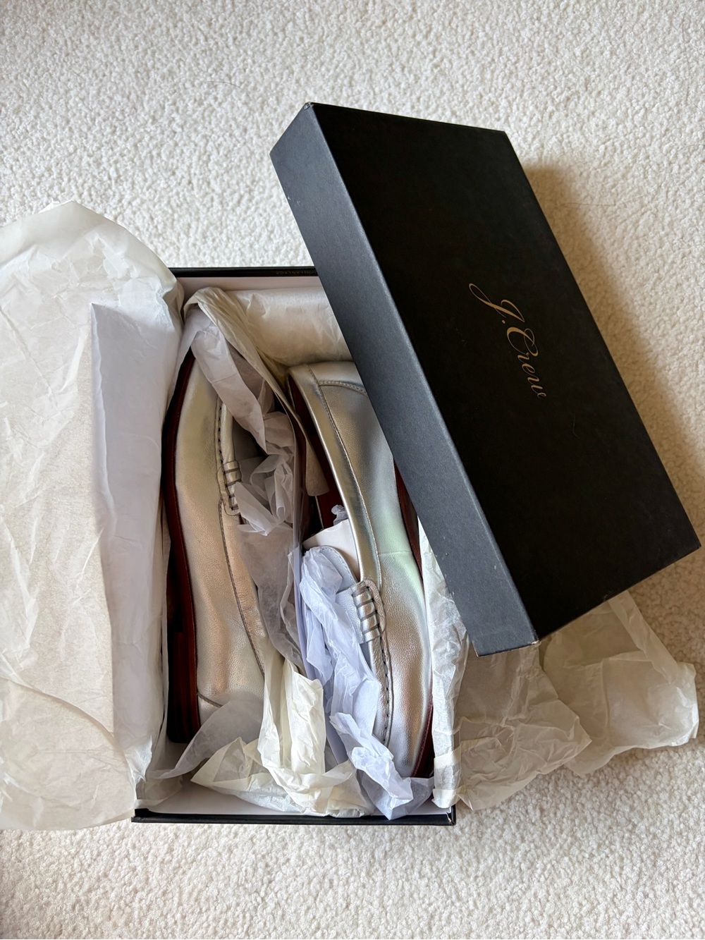 Leather penny loafers in silver - Picture 7 of 10